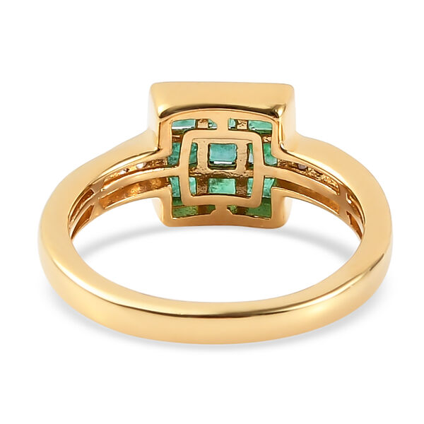 Kagem sambischer Smaragd und Zirkon-Ring, 925 Silber Gelbgold Vermeil  ca. 0,48 ct image number 7
