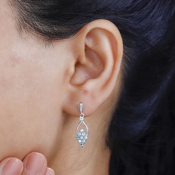 Paraiba-Apatit Ohrringe 925 Silber platiniert ca. 0,88 ct. image number 3