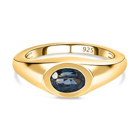 London Blautopas Ring, 925 Silber vergoldet, ca. 0.91 ct