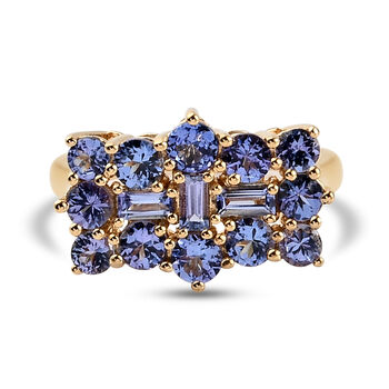 AA Tansanit Ring 925 Silber Gelbgold Vermeil (Gr&ouml;&szlig;e 16.00) ca. 2,37 ct