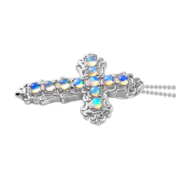 Nat&uuml;rlicher, &auml;thiopischer Welo Opal Kreuz-Anh&auml;nger mit Kette, 50 cm - 0,89 ct. image number 4