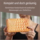 Echtleder Brieftasche mit Kroko-Prägung, Gelb image number 4