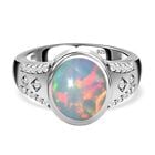 Natürlicher, äthiopischer Welo Opal und weißer Zirkon Ring, 925 Silber platiniert (Größe 17.00) ca. 2,27 ct image number 0