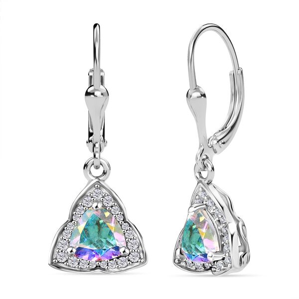 D'Joy Merkur mystischer Topas, Wei&szlig;er Zirkon Ohrringe 925 Silber rhodiniert ca. 2.20 ct