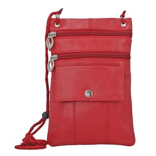 100% Echtleder Crossbody-Tasche, 15.25x19.05 cm, rot