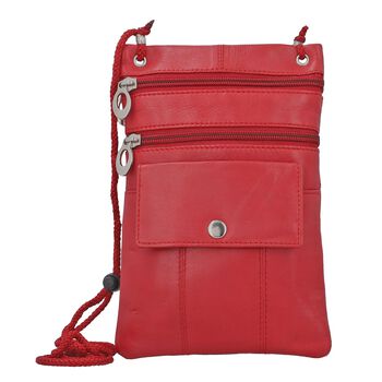 100% Echtleder Crossbody-Tasche, 15.25x19.05 cm, rot