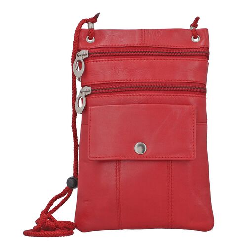 100% Echtleder Crossbody-Tasche, 15.25x19.05 cm, rot image number 0