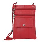 100% Echtleder Crossbody-Tasche, 15.25x19.05 cm, rot