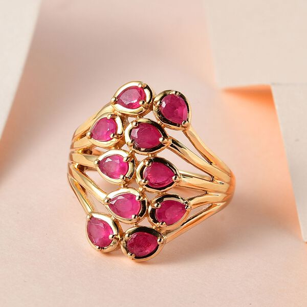 Afrikanischer Rubin (Fissure gefüllt) Ring, 925 Silber vergoldet (Größe 17.00) ca. 2.20 ct image number 2