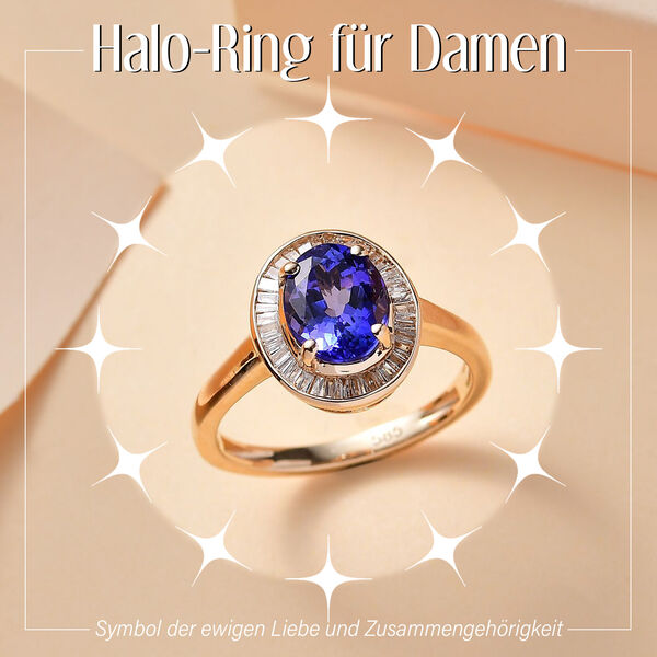 AAA Tansanit und Diamant Ring in 585 Gold - 1,88 ct. image number 2