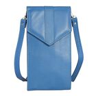 100% echte Leder Crossbody Handy-Brieftasche mit RFID Schutz, Blau image number 0