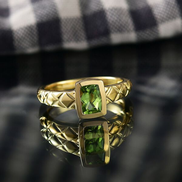 Peridot Ring 925 Silber vergoldet (Gr&ouml;&szlig;e 19.00) ca. 0,90 ct image number 2