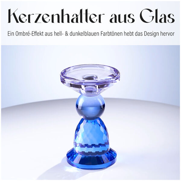 Kerzenhalter aus Glas, Hell- und Dunkelblau image number 5