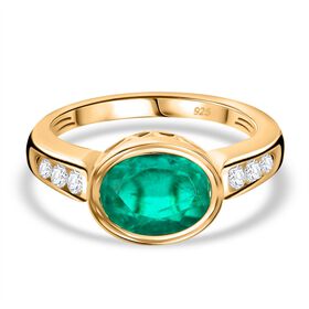 Smaragd Triplett Quarz und Zirkon Ring - 2,65 ct.