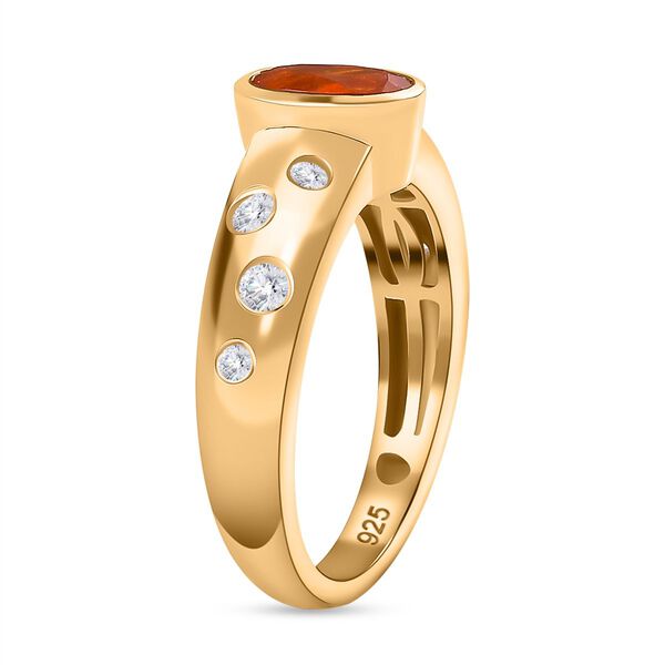 AA Salamanca Feueropal, Wei&szlig;er Zirkon Ring 925 Silber 750 Gelbgold Vermeil (Gr&ouml;&szlig;e 20.00) ca. 0,83 ct image number 5