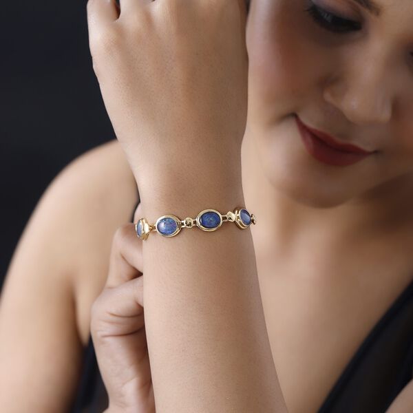 Boulder Opal Triplette Armband, ca. 19 cm, 925 Silber vergoldet ca. 15.80 ct image number 3