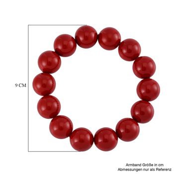 Rote Muschelkernperle Armband Flexibel