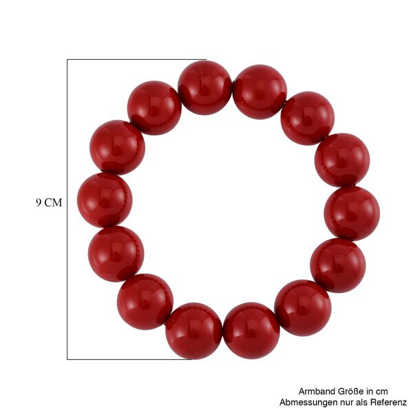 Rote Muschelkernperle Armband Flexibel image number 4
