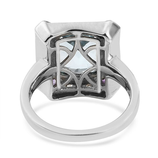 Schweizer Blautopas und Afrikanischer Amethyst Ring 925 Silber Platin-&Uuml;berzug image number 4