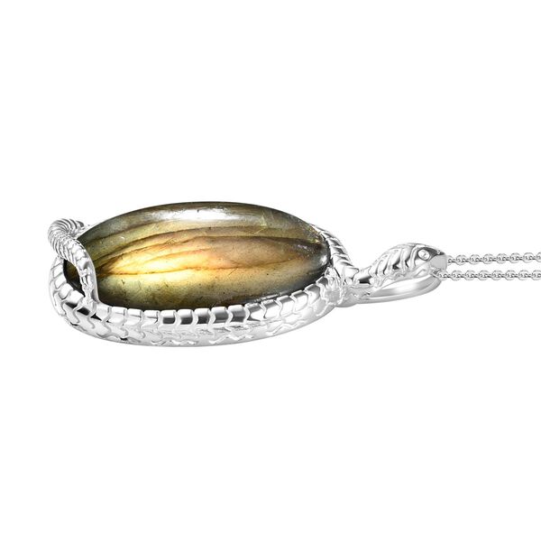 Labradorit-Anh&auml;nger mit Kette - 33,88 ct. image number 4