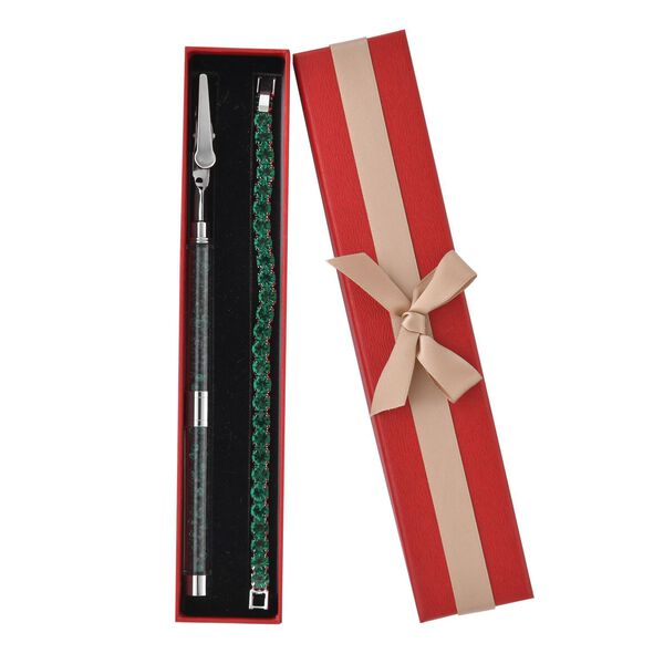 Neongrüner Kristall Schmuckset Reines Messing image number 6