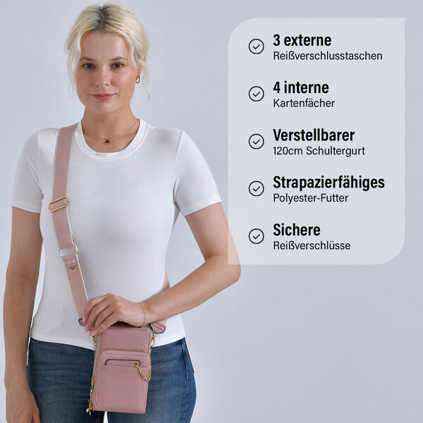 PASSAGE Crossbody Tasche, 18x6,5x11cm, Rosa image number 2