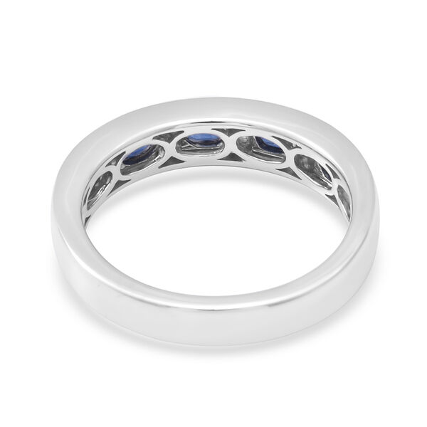 Blau Saphir und Zirkon Half Eternity Band Ring 925 Silber Platin-&Uuml;berzug image number 4