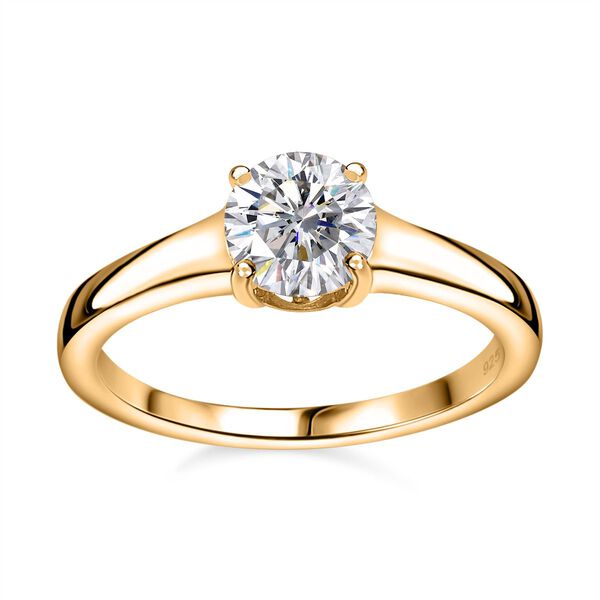 Moissanit Ring, 925 Silber 750 Gelbgold Vermeil - 0,75 ct. image number 4