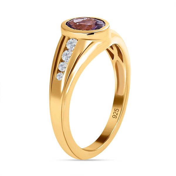 AA Natürlicher Tansanischer Lavendel-Spinell, Weißer Zirkon Ring, 925 Silber Gelbgold Vermeil (Größe 20.00) ca. 1.03 ct image number 5