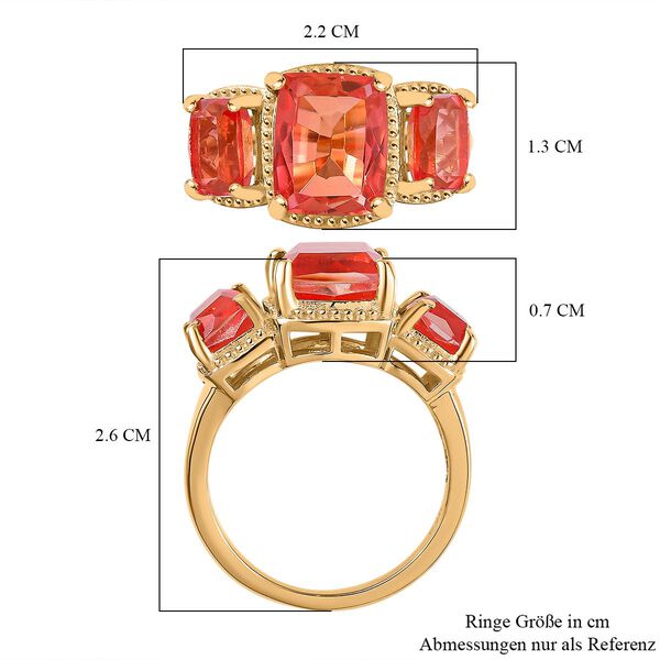 Padparadscha Quarz Triplette Ring 925 Silber 750 Gelbgold Vermeil (Gr&ouml;&szlig;e 17.00) ca. 5,83 ct image number 7