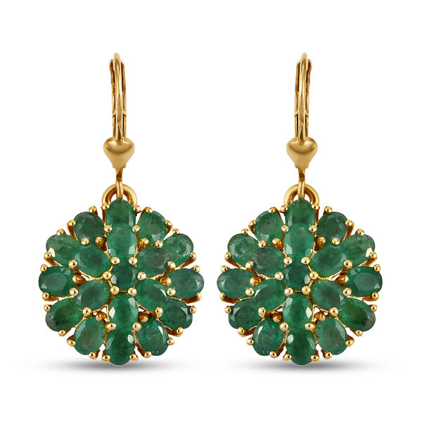 Kagem sambische Smaragd-Ohrringe, 925 Silber vergoldet ca. 6,45 ct