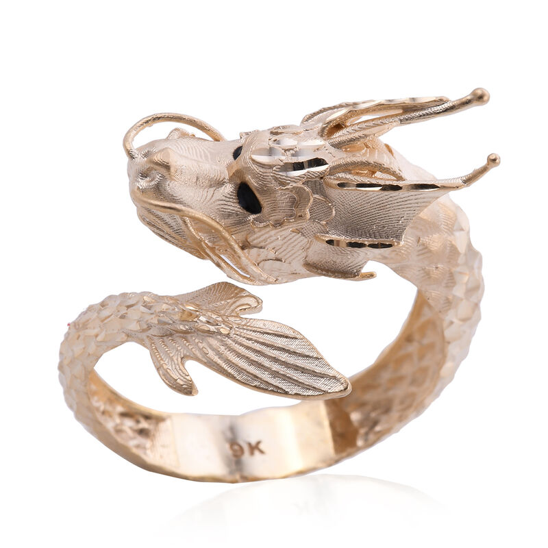 Royal Bali Kollektion - Designer Close Out Spiga Drachen Ring 375 Gelbgold image number 0