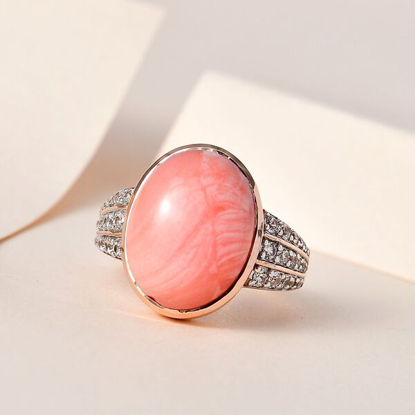 Oregon Sunrise Pfirsich Opal und Zirkon-Ring - 7,02 ct. image number 1