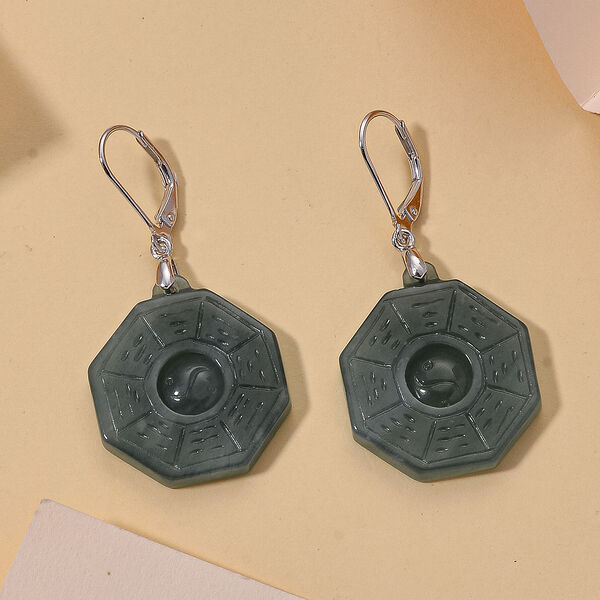 D'Joy Nat&uuml;rlicher Olmek Jadeit Ohrringe 925 Silber Rhodiniert ca. 43,00 ct. image number 1