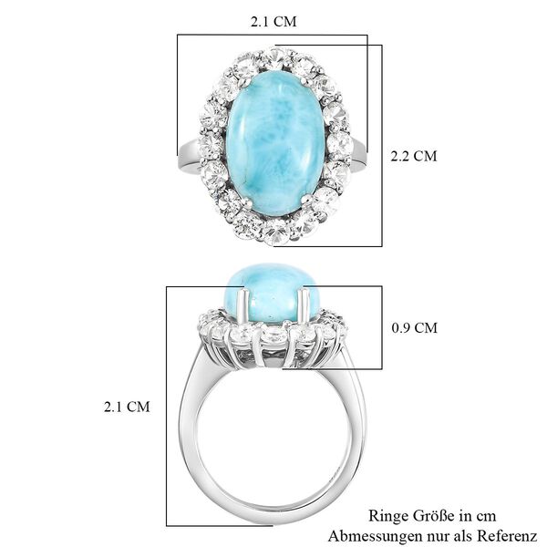 Larimar und wei&szlig;er Topas-Ring, 925 Silber platiniert  ca. 8,93 ct image number 7