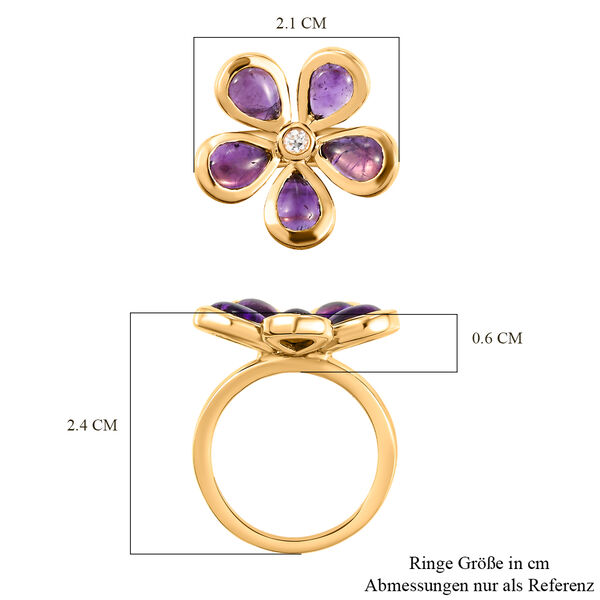 Afrikanischer Amethyst und Zirkon-Ring, 925 Silber vergoldet  ca. 4,18 ct image number 7