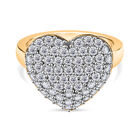 Moissanit Ring 925 Silber 750 Gelbgold Vermeil (Größe 17.00) ca. 1,84 ct