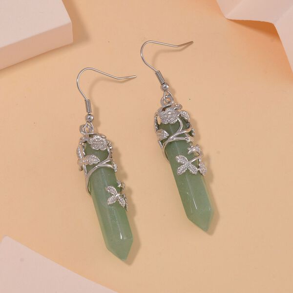 Gr&uuml;ner Aventurin Ohrringe Reiner Edelstahl ca. 54.00 ct image number 2