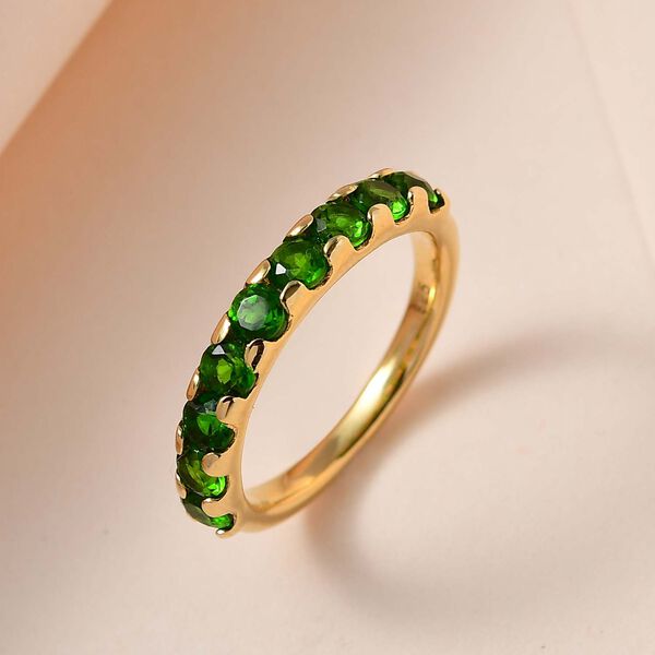 Nat&uuml;rlicher Chromdiopsid Ringe 925 Silber vergoldet (Gr&ouml;&szlig;e 21.00) ca. 1.33 ct image number 2