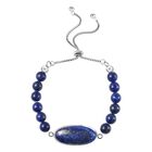 Flexibles Lapislazuli Bolo-Armband, 15-22 cm, Edelstahl ca. 70,00 ct