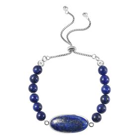 Flexibles Lapislazuli Bolo-Armband, 15-22 cm, Edelstahl ca. 70,00 ct