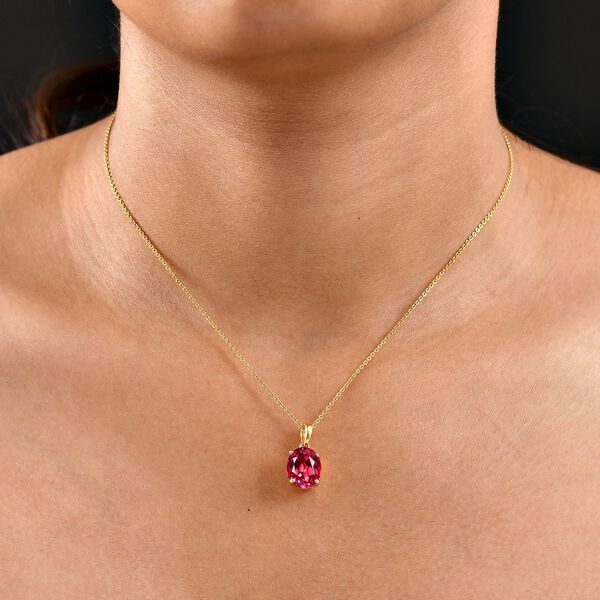 D'Joy Lab Created Padparadscha-Saphir Anhänger 925 Silber 750 Gelb Vergoldet ca. 5.30 ct image number 3