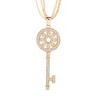 Weiße Kristall Schlüssel Anhänger mit Kette, vergoldet