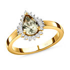 AAA Turkizit und weißer Diamant-Ring, 925 Silber Gelbgold Vermeil  ca. 1,08 ct image number 3