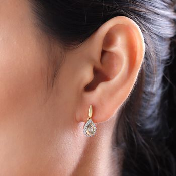 AAA Turkizit und wei&szlig;e Zirkon-Ohrringe - 0,95 ct.