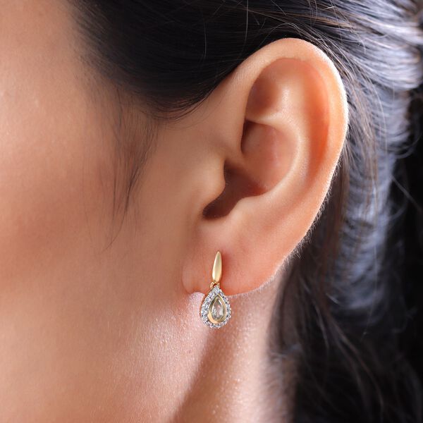 AAA Turkizit und weiße Zirkon-Ohrringe - 0,95 ct. image number 3