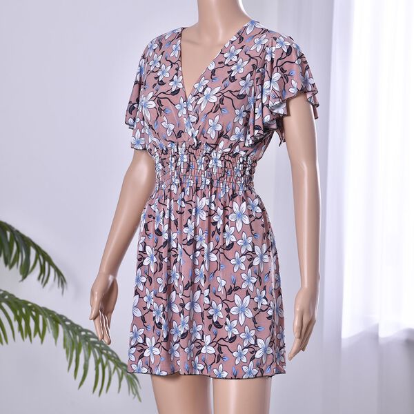 Top mit gesmokter Taille und Flatter&auml;rmeln, Rosa image number 3