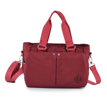 Crossbody Tasche mit mehreren Rei&szlig;verschlussf&auml;chern, abnehmbarem Schulterriemen und Tragegriffen, 26x11x20cm, Burgundy