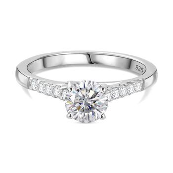 Moissanit Ring 925 Silber rhodiniert (Gr&ouml;&szlig;e 18.00) ca. 1,16 ct