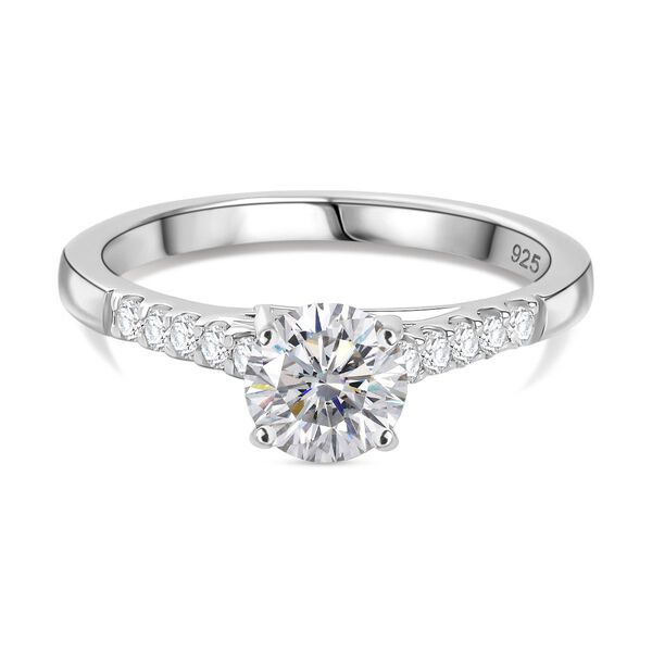 Moissanit Ring 925 Silber rhodiniert (Gr&ouml;&szlig;e 18.00) ca. 1,16 ct